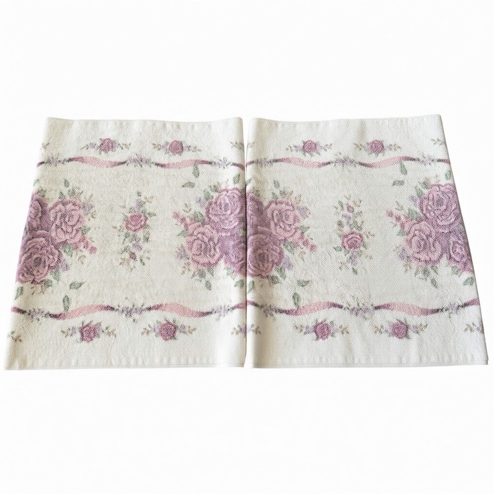Vintage Glynna Turley Rose Floral Hand Towels 100 % Cotton Set 2‎ Cottagecore